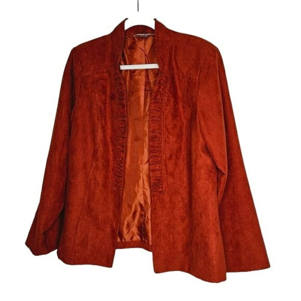 Christopher &‎ Banks Jacket burnt orange faux suede open Front size Large